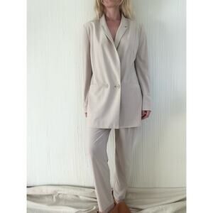 LEITH Ecru Cream Oversized Double Breasted Blazer & Pant Suit US SIZE M